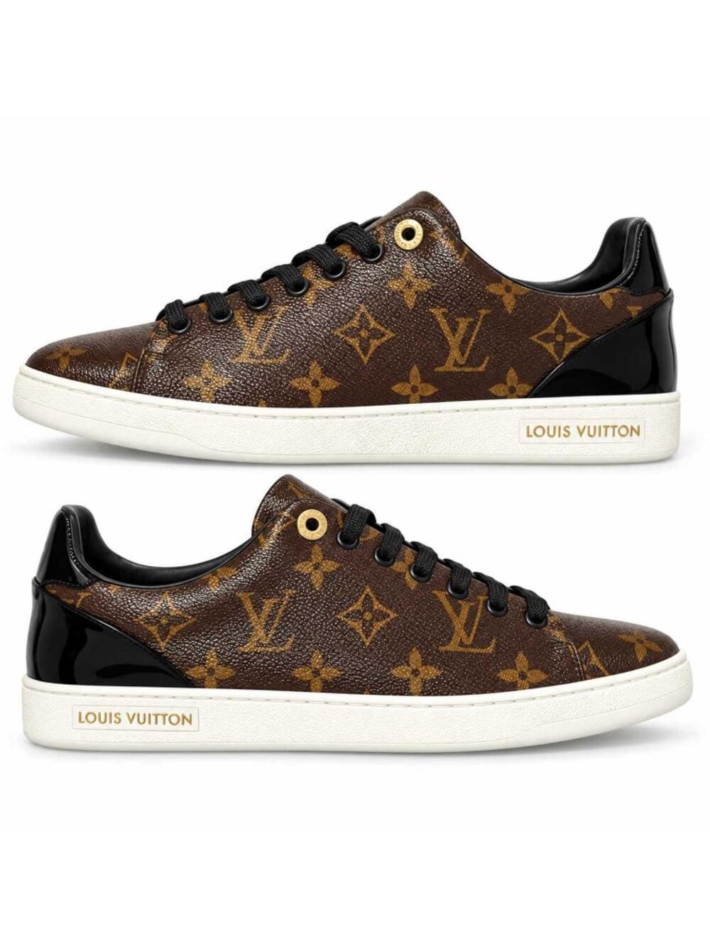 Louis Vuitton Frontrow Monogram Sneakers Black Patent Leather Pristine Box Dust